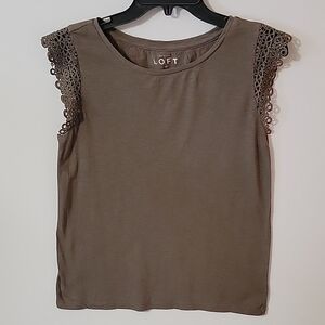 *LOFT Olive Green Lace Sleeve Women's Top, Size S